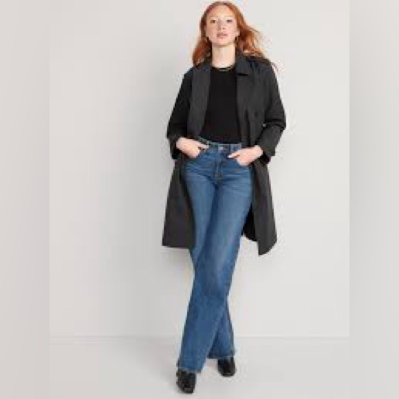 Old Navy Jackets & Blazers - Old Navy Women's Black Medium Length Trench Coat Jacket Size XL